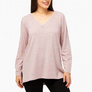 bobbie brooks plus size womens pale pink long sleeve vneck pullove top size 3X